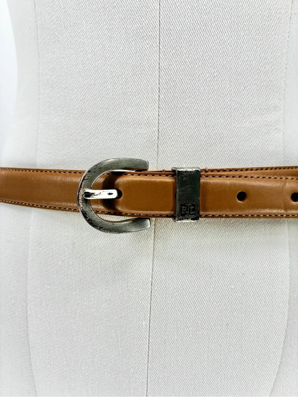 Lauren Ralph Lauren Women’s Cognac Brown Leather Skinny Belt Size M